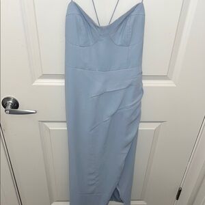 Anthropologie Blue Asymmetrical Ruched Slip Dress